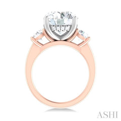 1 ctw Tri-Mount Past, Present and Future Round Cut Diamond Semi Mount Engagement Ring in 14K Rose and White Gold
