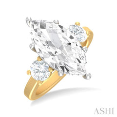 1 ctw Tri-Mount Marquise Shape Center Round Cut Diamond Semi Mount Engagement Ring in 14K Yellow and White Gold
