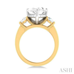 1 ctw Tri-Mount Pear Shape Round Cut Diamond Semi Mount Engagement Ring in 14K Yellow and White Gold