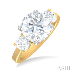 1 ctw Tri-Mount Past, Present and Future Round Cut Diamond Semi Mount Engagement Ring in 14K Yellow and White Gold