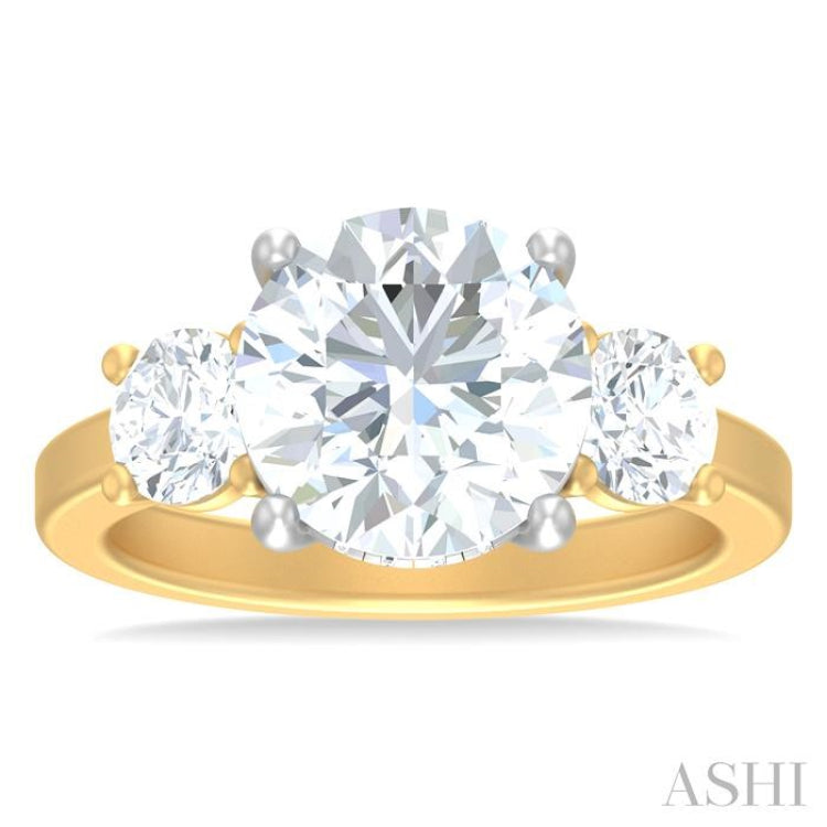 1 ctw Tri-Mount Past, Present and Future Round Cut Diamond Semi Mount Engagement Ring in 14K Yellow and White Gold