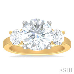 1 ctw Tri-Mount Past, Present and Future Round Cut Diamond Semi Mount Engagement Ring in 14K Yellow and White Gold