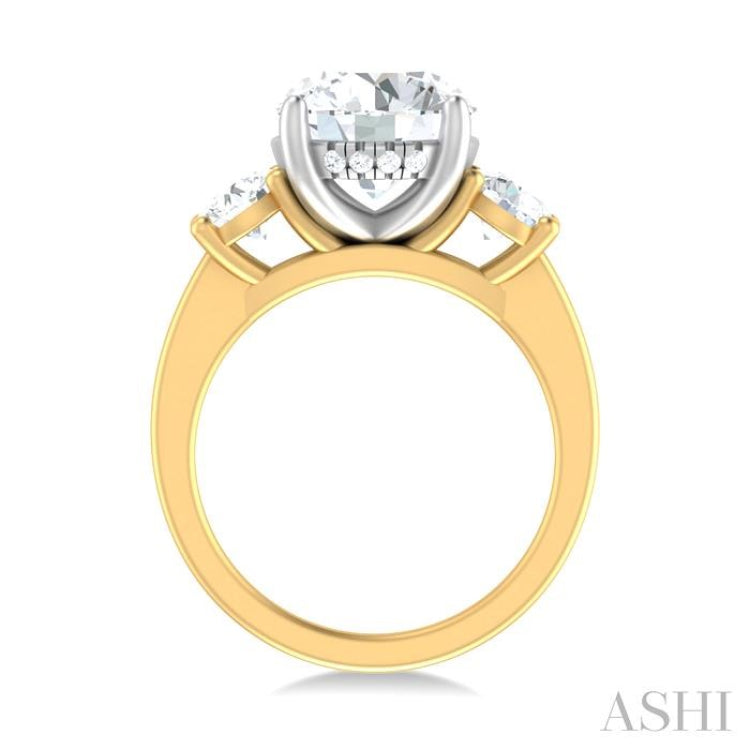 1 ctw Tri-Mount Past, Present and Future Round Cut Diamond Semi Mount Engagement Ring in 14K Yellow and White Gold