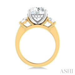1 ctw Tri-Mount Past, Present and Future Round Cut Diamond Semi Mount Engagement Ring in 14K Yellow and White Gold