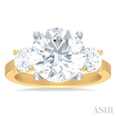 1 ctw Tri-Mount Past, Present and Future Round Cut Diamond Semi Mount Engagement Ring in 14K Yellow and White Gold