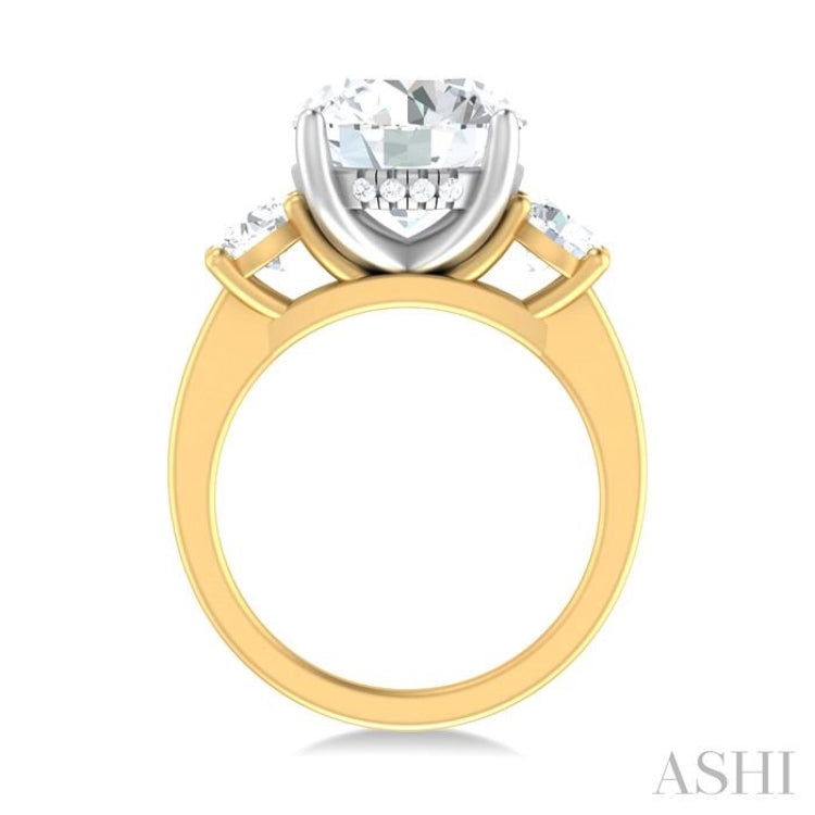 1 ctw Tri-Mount Past, Present and Future Round Cut Diamond Semi Mount Engagement Ring in 14K Yellow and White Gold