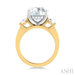 1 ctw Tri-Mount Past, Present and Future Round Cut Diamond Semi Mount Engagement Ring in 14K Yellow and White Gold