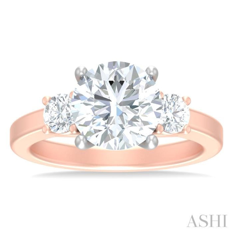 1/2 ctw Tri-Mount Past, Present and Future Round Cut Diamond Semi Mount Engagement Ring in 14K Rose and White Gold