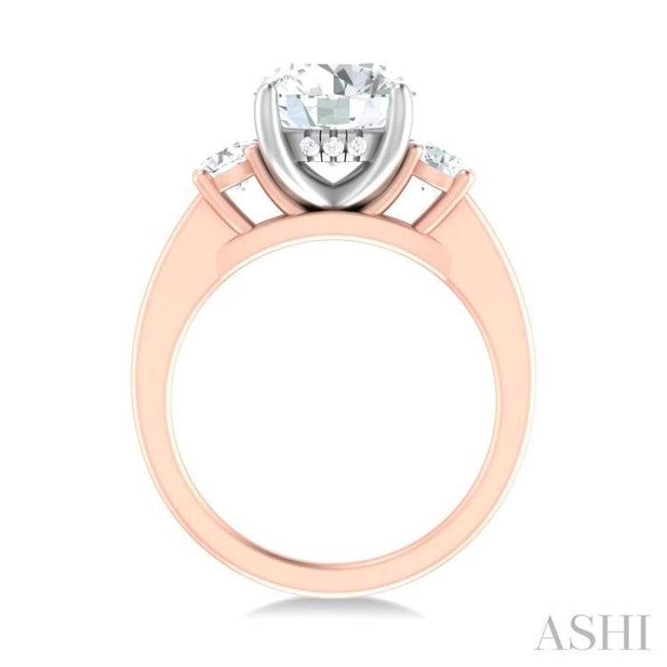 1/2 ctw Tri-Mount Past, Present and Future Round Cut Diamond Semi Mount Engagement Ring in 14K Rose and White Gold