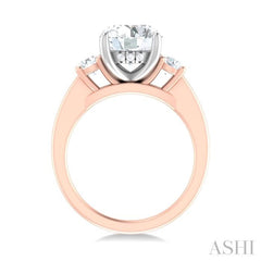1/2 ctw Tri-Mount Past, Present and Future Round Cut Diamond Semi Mount Engagement Ring in 14K Rose and White Gold