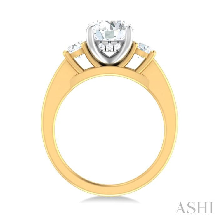 1/2 ctw Tri-Mount Past, Present and Future Round Cut Diamond Semi Mount Engagement Ring in 14K Yellow and White Gold