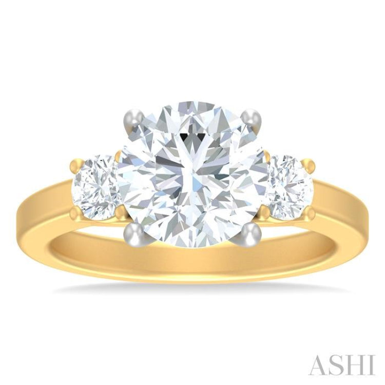 1/2 ctw Tri-Mount Past, Present and Future Round Cut Diamond Semi Mount Engagement Ring in 14K Yellow and White Gold
