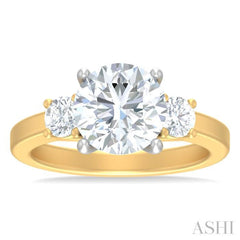 1/2 ctw Tri-Mount Past, Present and Future Round Cut Diamond Semi Mount Engagement Ring in 14K Yellow and White Gold
