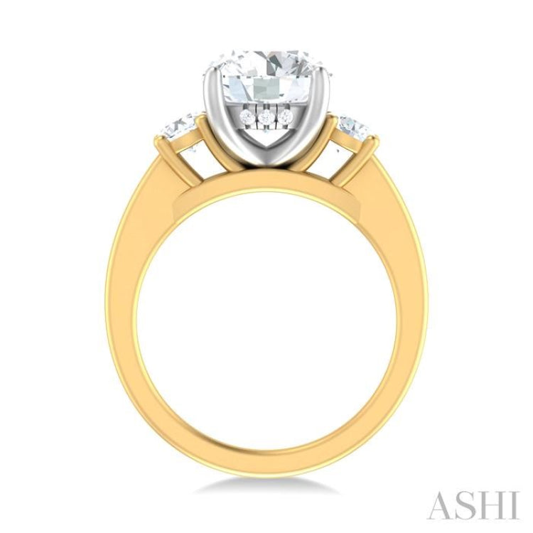 1/2 ctw Tri-Mount Past, Present and Future Round Cut Diamond Semi Mount Engagement Ring in 14K Yellow and White Gold