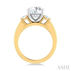 1/2 ctw Tri-Mount Past, Present and Future Round Cut Diamond Semi Mount Engagement Ring in 14K Yellow and White Gold
