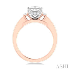 1/4 ctw Tri-Mount Princess Shape Round Cut Diamond Semi Mount Engagement Ring in 14K Rose and White Gold