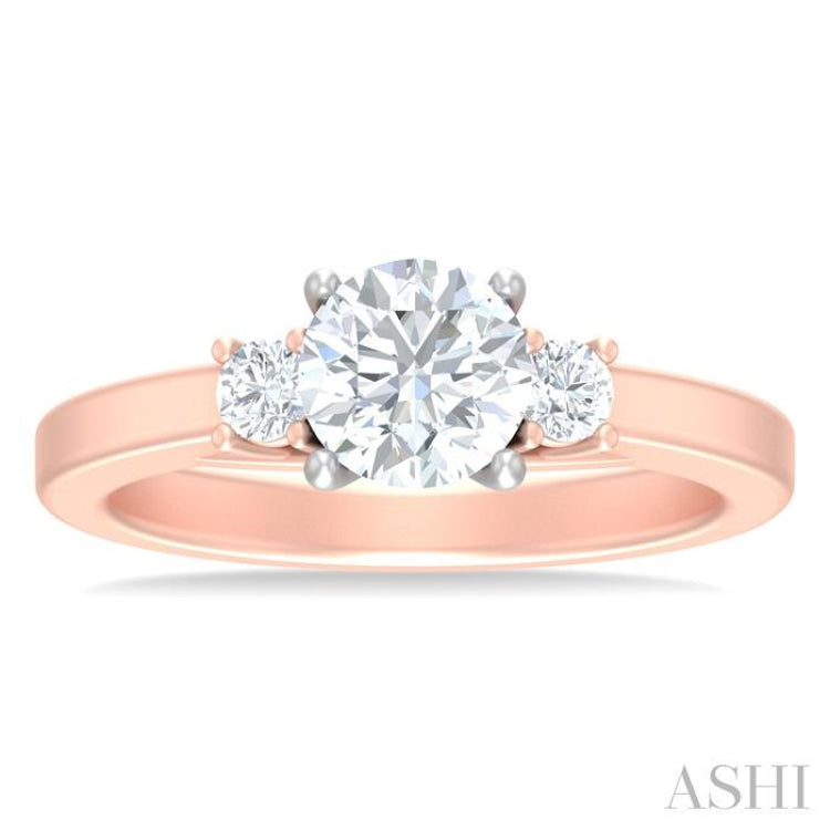 1/4 ctw Tri-Mount Past, Present and Future Round Cut Diamond Semi Mount Engagement Ring in 14K Rose and White Gold