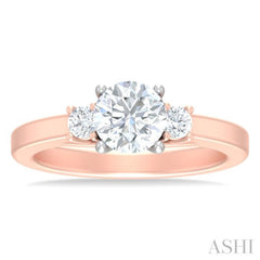 1/4 ctw Tri-Mount Past, Present and Future Round Cut Diamond Semi Mount Engagement Ring in 14K Rose and White Gold
