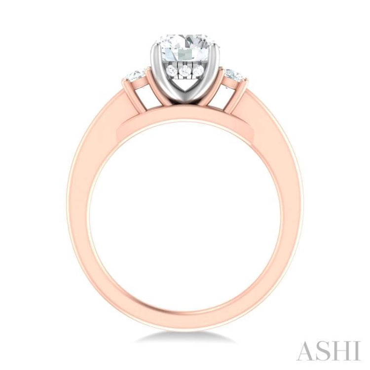 1/4 ctw Tri-Mount Past, Present and Future Round Cut Diamond Semi Mount Engagement Ring in 14K Rose and White Gold