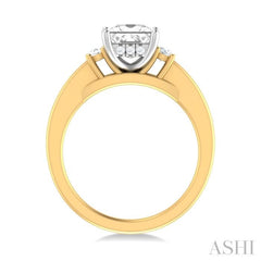 1/4 ctw Tri-Mount Princess Shape Round Cut Diamond Semi Mount Engagement Ring in 14K Yellow and White Gold