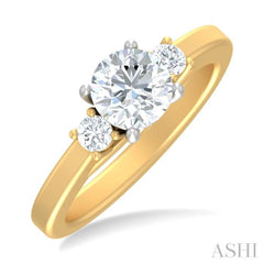 1/4 ctw Tri-Mount Past, Present and Future Round Cut Diamond Semi Mount Engagement Ring in 14K Yellow and White Gold