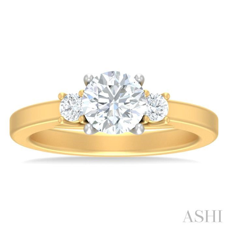 1/4 ctw Tri-Mount Past, Present and Future Round Cut Diamond Semi Mount Engagement Ring in 14K Yellow and White Gold