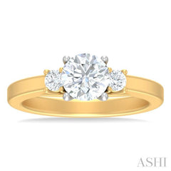 1/4 ctw Tri-Mount Past, Present and Future Round Cut Diamond Semi Mount Engagement Ring in 14K Yellow and White Gold