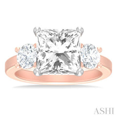 1 ctw Tri-Mount Princess Shape Round Cut Diamond Semi Mount Engagement Ring in 14K Rose and White Gold