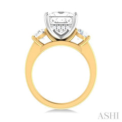 1 ctw Tri-Mount Princess Shape Round Cut Diamond Semi Mount Engagement Ring in 14K Yellow and White Gold