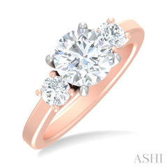 1/2 ctw Tri-Mount Past, Present and Future Round Cut Diamond Semi Mount Engagement Ring in 14K Rose and White Gold