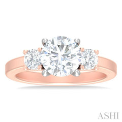 1/2 ctw Tri-Mount Past, Present and Future Round Cut Diamond Semi Mount Engagement Ring in 14K Rose and White Gold