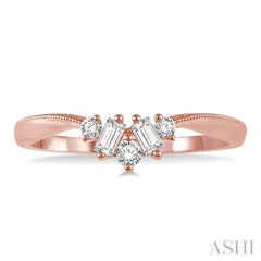 1/5 ctw Chevron Baguette and Round Cut Diamond Band in 14K Rose Gold