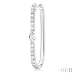 1/3 ctw Marquise and Round Cut Diamond Rectangular Fashion Hoop Earrings in 14K White Gold