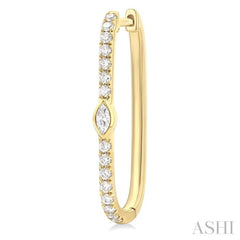 1/3 ctw Marquise and Round Cut Diamond Rectangular Fashion Hoop Earrings in 14K Yellow Gold