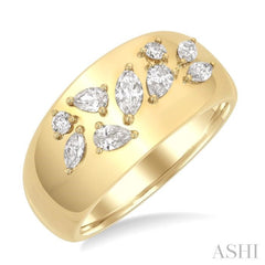 1/2 ctw Mixed Diamond Cut Fashion Wide Band in 14K Yellow Gold