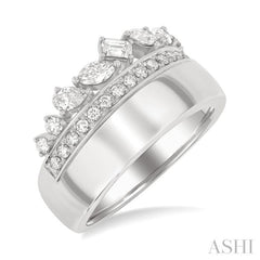 3/4 ctw Mixed Diamond Cut Fashion Ring in 14K White Gold