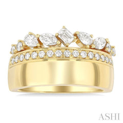 3/4 ctw Mixed Diamond Cut Fashion Ring in 14K Yellow Gold