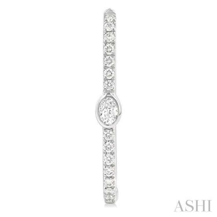 3/8 ctw Oval and Round Cut Diamond Rectangular Fashion Hoop Earrings in 14K White Gold