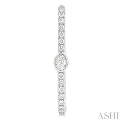 3/8 ctw Oval and Round Cut Diamond Rectangular Fashion Hoop Earrings in 14K White Gold