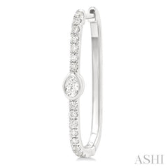 3/8 ctw Oval and Round Cut Diamond Rectangular Fashion Hoop Earrings in 14K White Gold