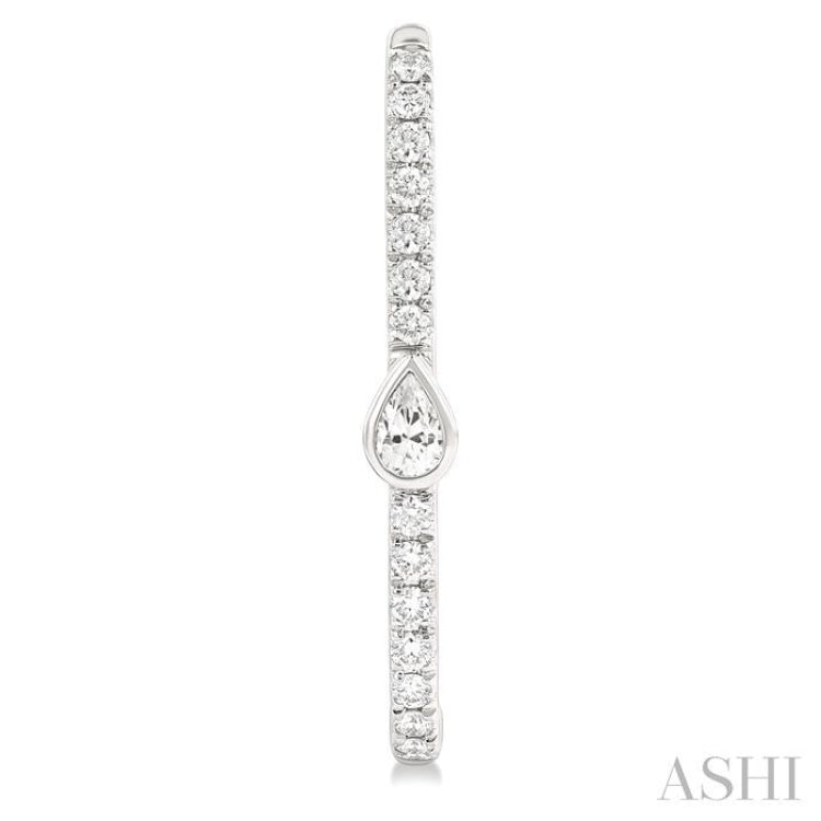 3/8 ctw Pear and Round Cut Diamond Rectangular Fashion Hoop Earrings in 14K White Gold