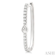 3/8 ctw Pear and Round Cut Diamond Rectangular Fashion Hoop Earrings in 14K White Gold