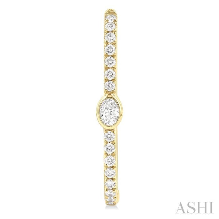 3/8 ctw Oval and Round Cut Diamond Rectangular Fashion Hoop Earrings in 14K Yellow Gold