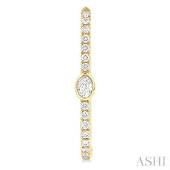 3/8 ctw Oval and Round Cut Diamond Rectangular Fashion Hoop Earrings in 14K Yellow Gold