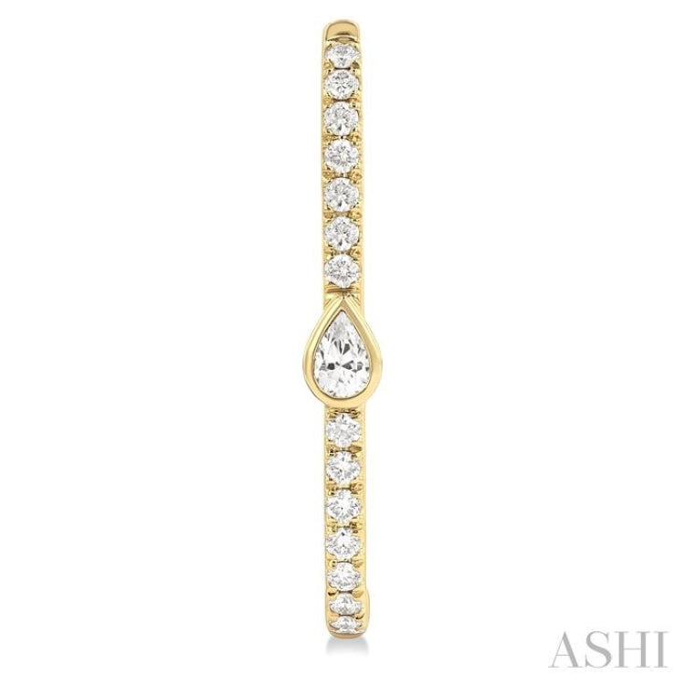 3/8 ctw Pear and Round Cut Diamond Rectangular Fashion Hoop Earrings in 14K Yellow Gold