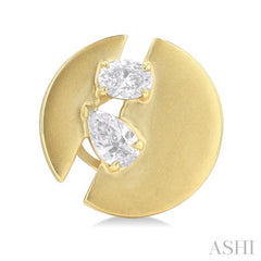 1/2 ctw Split Circle Oval and Pear Cut Diamond Fashion Stud Earrings in 14K Yellow Gold