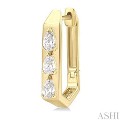 1/2 ctw Pear Cut Diamond Hexagonal Fashion Hoop Earrings in 14K Yellow Gold