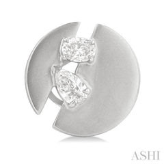 1/2 ctw Split Circle Oval and Pear Cut Diamond Fashion Stud Earrings in 14K White Gold