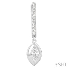 1/2 ctw Marquise Shape Dome Round Cut Diamond Fashion Huggie Earrings in 14K White Gold