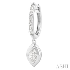 1/2 ctw Marquise Shape Dome Round Cut Diamond Fashion Huggie Earrings in 14K White Gold